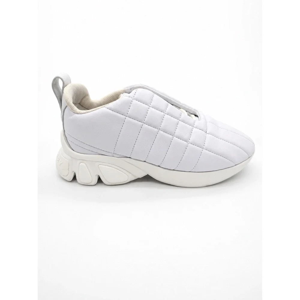 BURBERRY‎ White Women's QuiltedCheck Leather Low Top Sneakers 37.5 US 7.5